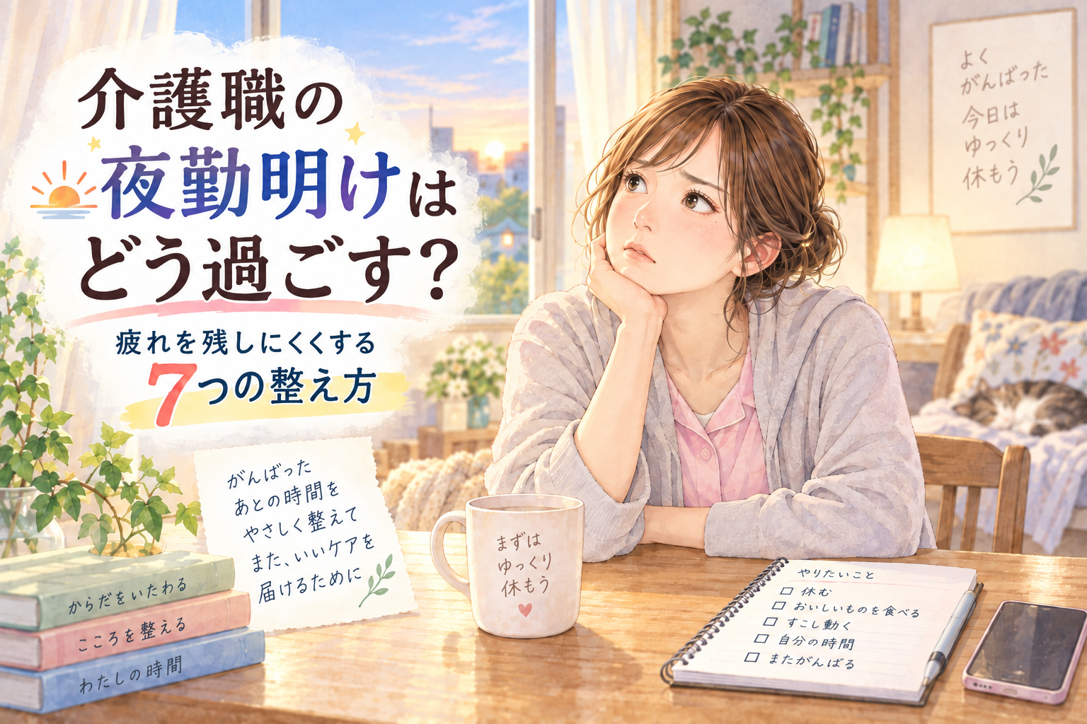 介護職の夜勤明けはどう過ごす？疲れを残しにくくする7つの整え方